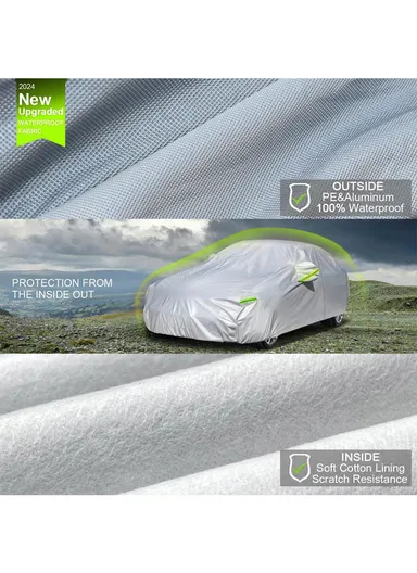 Full Car Cover Outdoor Waterproof All Weather Aluminum Foil Car Cover - Silver / XL