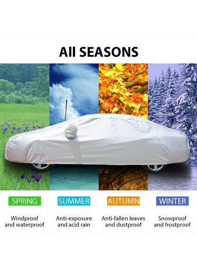 Full Car Cover Outdoor Waterproof All Weather Aluminum Foil Car Cover - Silver / XL