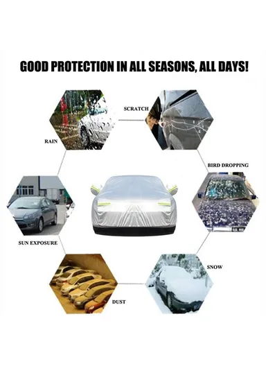 Full Car Cover Outdoor Waterproof All Weather Aluminum Foil Car Cover - Silver / XL