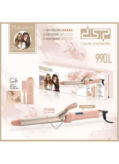 60W 25mm Ceramic Coating Smooth Shiny Vibrancy Curling Wand With PTC Heating &amp; Light Indicator 20911U