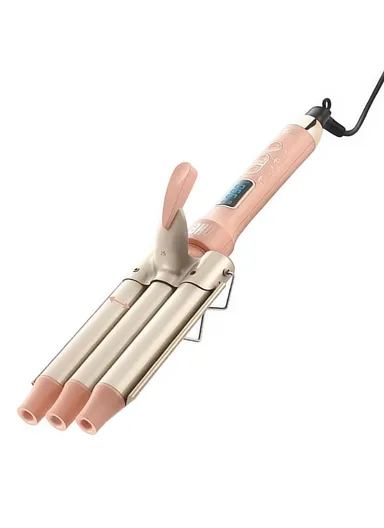 105W 25mm Triple Barrel Waver Deep Wave Styler 3-Tube Hair Curler With LED Display 20579U