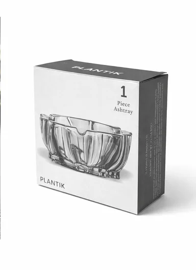 14cm Crystal Glass Ashtray With Faceted Design (D14 x H6)cm - Gold