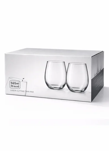 565ml 6-Pcs Luxury Stemless Glass Cup Set With Thin Rim BMHS63513 (D7 x H12)cm