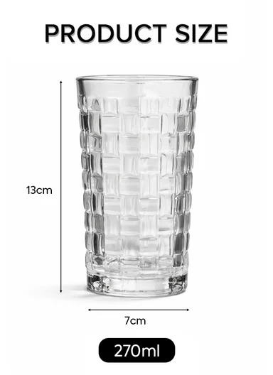 285ML 6-Pieces Luxury Geometric Square Glass Cup Set (D7 x H13)cm