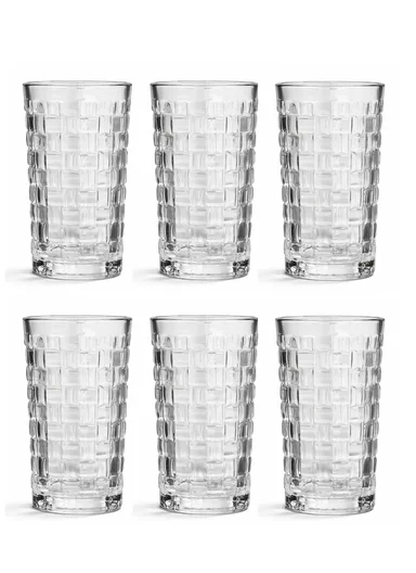 285ML 6-Pieces Luxury Geometric Square Glass Cup Set (D7 x H13)cm