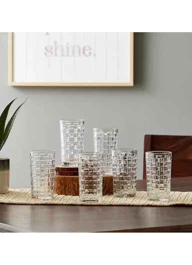 285ML 6-Pieces Luxury Geometric Square Glass Cup Set (D7 x H13)cm