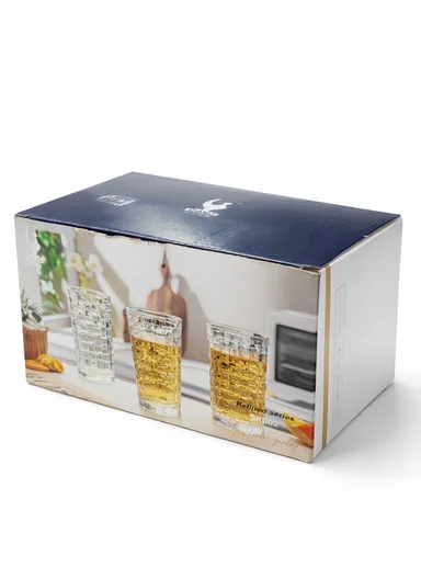 285ML 6-Pieces Luxury Geometric Square Glass Cup Set (D7 x H13)cm