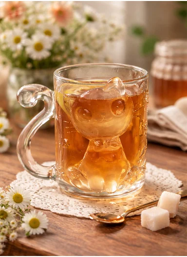 250ML Luxury Iridescent Cat-Design Glass Mug With Embossed Details (D8 x H9.5)cm W805 - Transparent