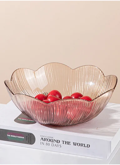 Luxury Floral-Inspired Textured Glass Serving Bowl W807J (D21 x H9)cm