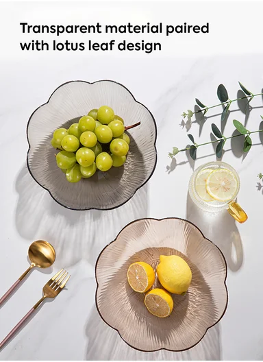 Luxury Floral-Inspired Textured Glass Serving Bowl W807J (D21 x H9)cm