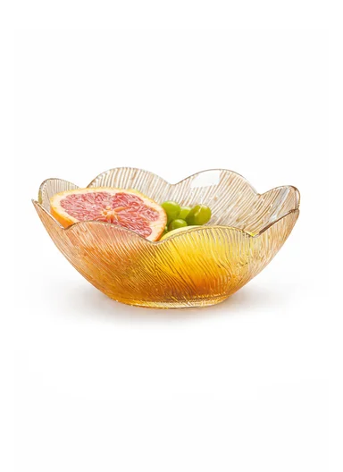 Luxury Floral-Inspired Textured Glass Serving Bowl W807J (D21 x H9)cm
