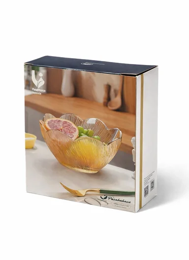 Luxury Floral-Inspired Textured Glass Serving Bowl W807J (D21 x H9)cm