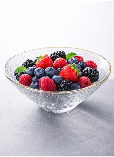 Luxury Textured Glass Serving Bowl With Gold Rim W807-2Q  (D12 x H4.5)cm