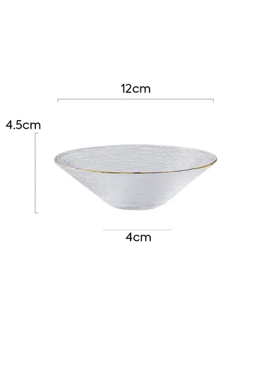 Luxury Textured Glass Serving Bowl With Gold Rim W807-2Q  (D12 x H4.5)cm