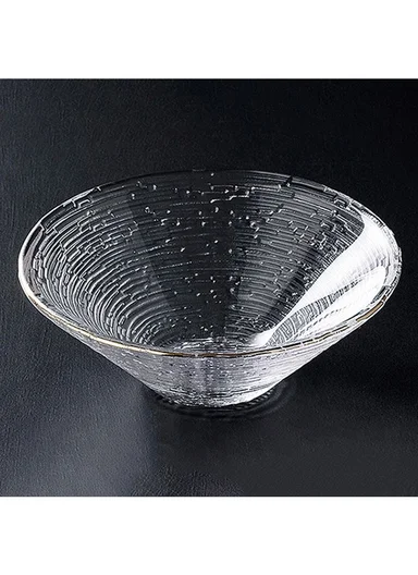 Luxury Textured Glass Serving Bowl With Gold Rim W807-2Q  (D12 x H4.5)cm