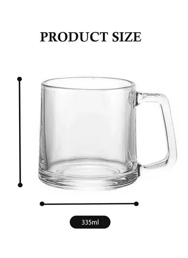 335ml Transparent Glass Mug With Handle ZB116 (D8 x H9)cm