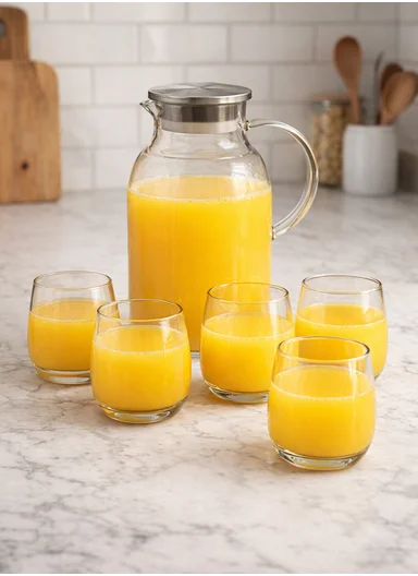 6 Pcs 350ml Luxurious Set Transparent Black Glass Cup With 2L Glass Jug DM001TH 