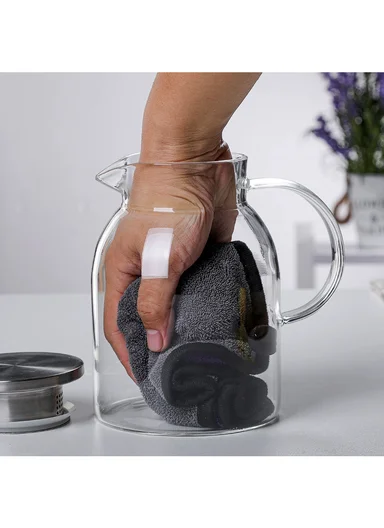 6 Pcs 350ml Luxurious Set Transparent Black Glass Cup With 2L Glass Jug DM001TH 