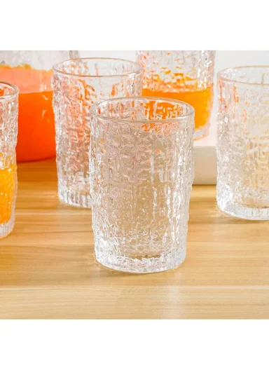 1800ML Luxury Textured Glass Cup &amp; Pot Set With Wooden Lid DM004TH