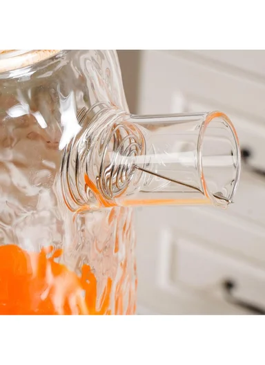 1800ML Luxury Textured Glass Cup &amp; Pot Set With Wooden Lid DM004TH