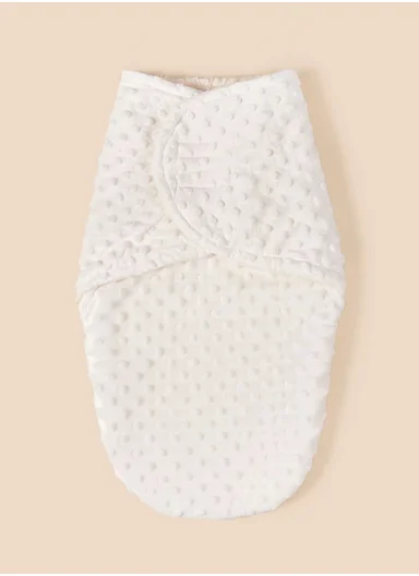 0–6 Months Ultra Soft Minky Swaddle Blanket with Cozy Plush Lining (L50 x W60)cm - White