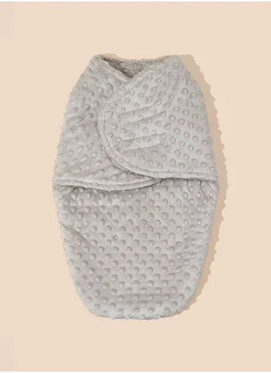 0–6 Months Ultra Soft Minky Swaddle Blanket with Cozy Plush Lining (L50 x W60)cm - Grey