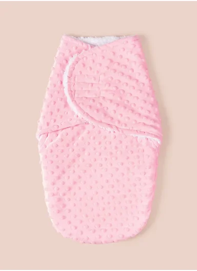0–6 Months Ultra Soft Minky Swaddle Blanket with Cozy Plush Lining (L50 x W60)cm - Pink