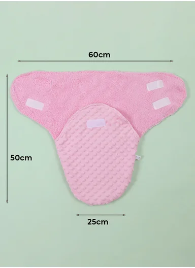 0–6 Months Ultra Soft Minky Swaddle Blanket with Cozy Plush Lining (L50 x W60)cm - Pink