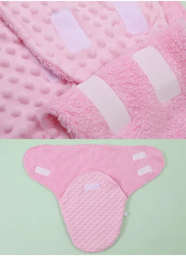 0–6 Months Ultra Soft Minky Swaddle Blanket with Cozy Plush Lining (L50 x W60)cm - Pink