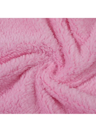 0–6 Months Ultra Soft Minky Swaddle Blanket with Cozy Plush Lining (L50 x W60)cm - Pink