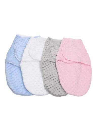 0–6 Months Ultra Soft Minky Swaddle Blanket with Cozy Plush Lining (L50 x W60)cm - Pink