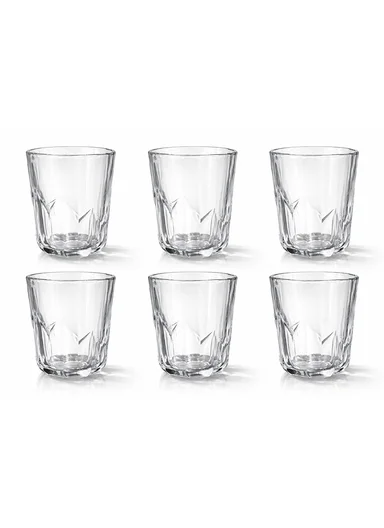 165ml 6Pcs Clear Glass Cups With Faceted Design (D7 x H10)cm 1501
