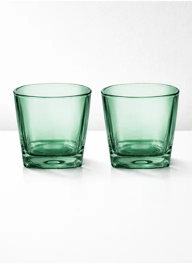 6-Pieces Modern Luxury Glass Tumbler Set 306C-G (D7 x H8)cm - Green