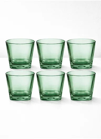 6-Pieces Modern Luxury Glass Tumbler Set 306C-G (D7 x H8)cm - Green