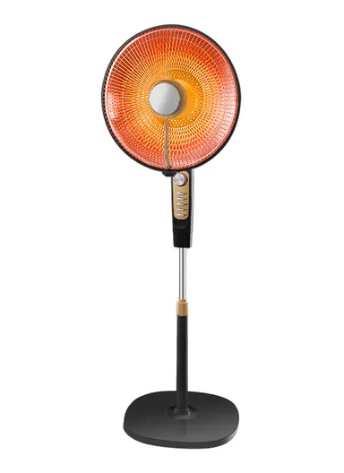 1000W 18-Inch Standing Ceramic Sun Heater with 3 Heating Levels, Oscillation, Eco Mode &amp; Adjustable Height LSH-8067-2 – Black