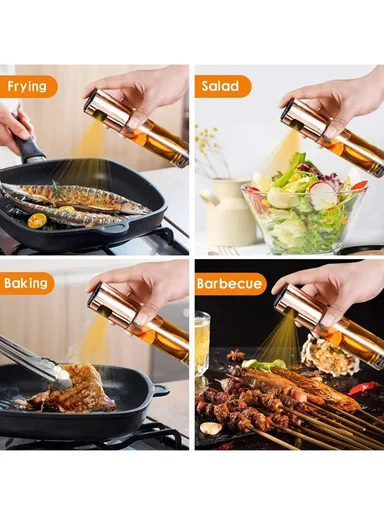 100ml Luxury Oil Sprayer Bottle With Glass Body (D4 x H18)cm - Silver