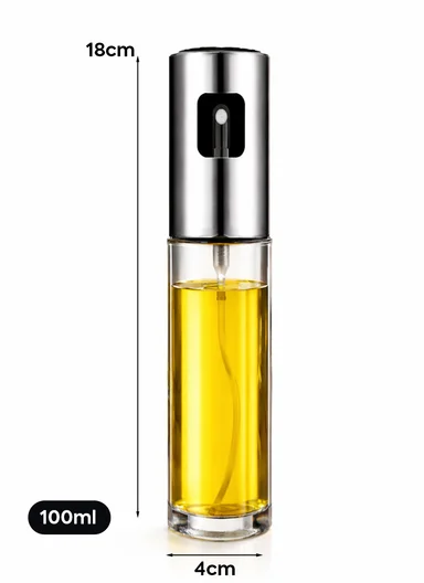 100ml Luxury Oil Sprayer Bottle With Glass Body (D4 x H18)cm - Silver