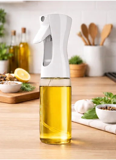 220ml Transparent Powerful Oil Sprayer Bottle (D6 x H22)cm - White