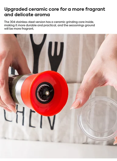 200ml Tall Manual Grinder With Stainless Steel Top (D6 x H18)cm - Orange