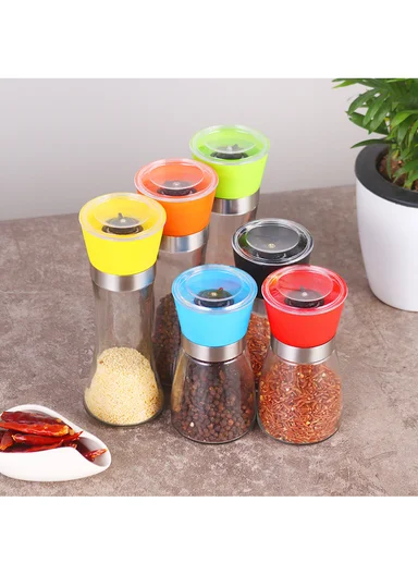 200ml Tall Manual Grinder With Stainless Steel Top (D6 x H18)cm - Orange
