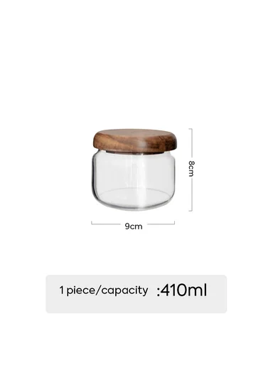5Pcs Premium Glass Food Storage Jar Set With Acacia Wood Lids 