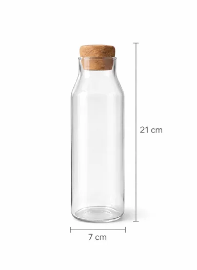 710ML Glass Food Storage Container With Natural Cork Round Lid (D7 x H21)cm 