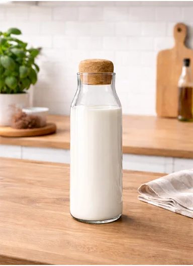 710ML Glass Food Storage Container With Natural Cork Round Lid (D7 x H21)cm 