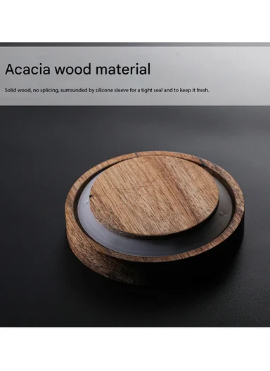 1250ml Clear Glass Storage Jar With Wooden Lid, Wide Mouth Design (D11.5 x H16)cm