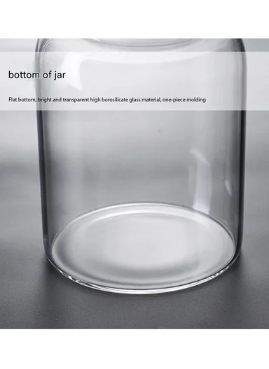 1250ml Clear Glass Storage Jar With Wooden Lid, Wide Mouth Design (D11.5 x H16)cm