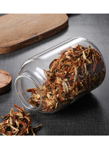 1250ml Clear Glass Storage Jar With Wooden Lid, Wide Mouth Design (D11.5 x H16)cm