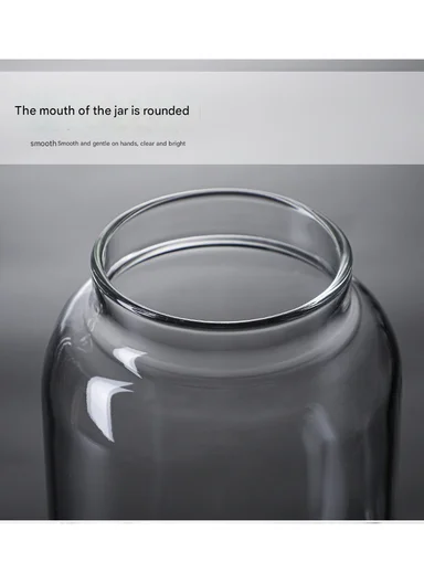 1250ml Clear Glass Storage Jar With Wooden Lid, Wide Mouth Design (D11.5 x H16)cm