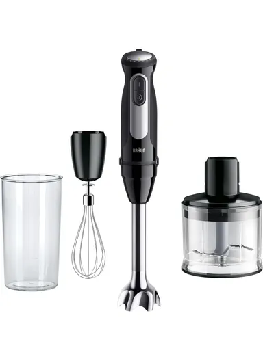 Braun MultiQuick 5 Pro Hand Blender with PowerBell Plus Technology, 25-Speed Wheel + Turbo, Easy Click Plus System for Accessories, 600ml Chopper, Metal Whisk and Tumbler MQ 55236M