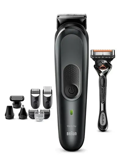 All-in-one Trimmer, 10-in-1 Trimmer, Multi Grooming Kit, Body Groomer, Beard Trimmer, Hair Clipper, 8 Attachments, and Gillette ProGlide Razor MGK 7331