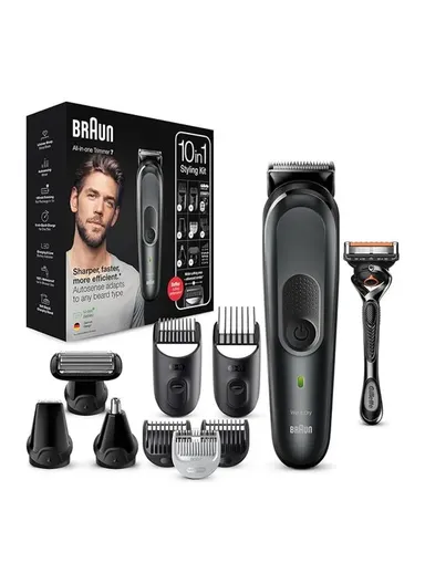 All-in-one Trimmer, 10-in-1 Trimmer, Multi Grooming Kit, Body Groomer, Beard Trimmer, Hair Clipper, 8 Attachments, and Gillette ProGlide Razor MGK 7331